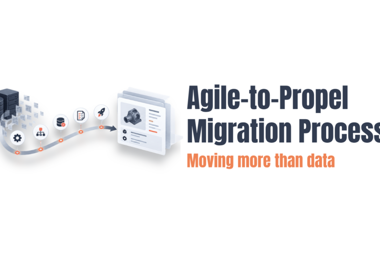 Agile-to-Propel migration process from legacy PLM data to a modern product record.