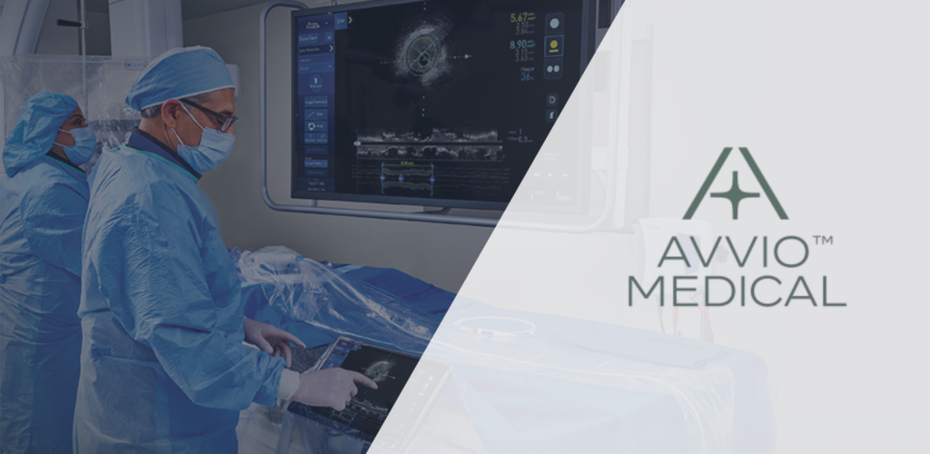 Avvio medical graphic surgical prep med tech Medical surgeons performing ultrasound-guided cardiac surgery with live heart imaging
